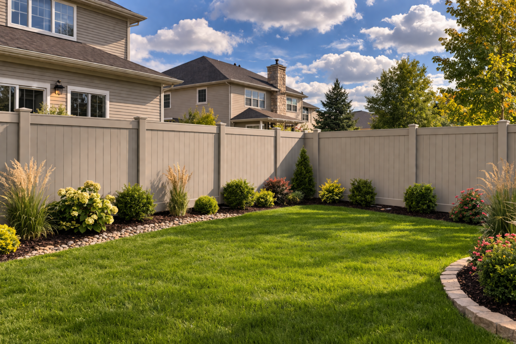 wood fenced back yard in granger
